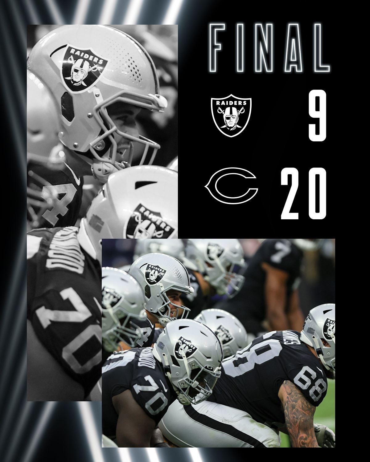 Raiders get beaten badly by the Bears
